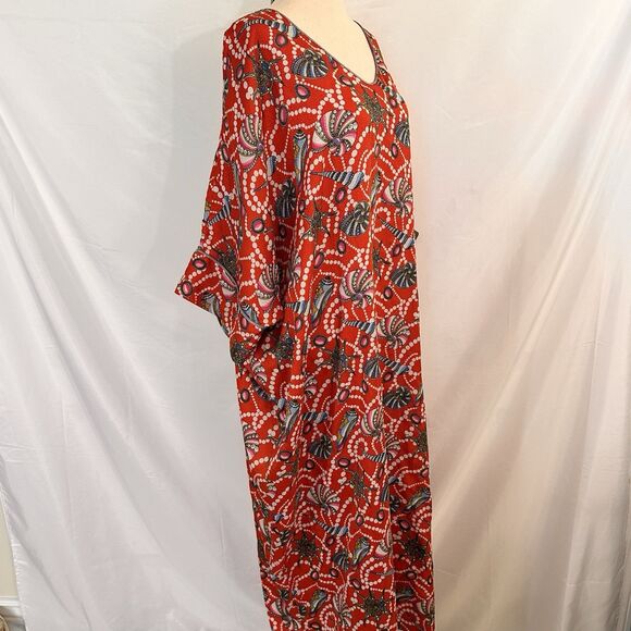 1980s MARY MCFADDEN COLLECTION I Vintage Seashell Kaftan Dress MuMu OS - Picture 4 of 6